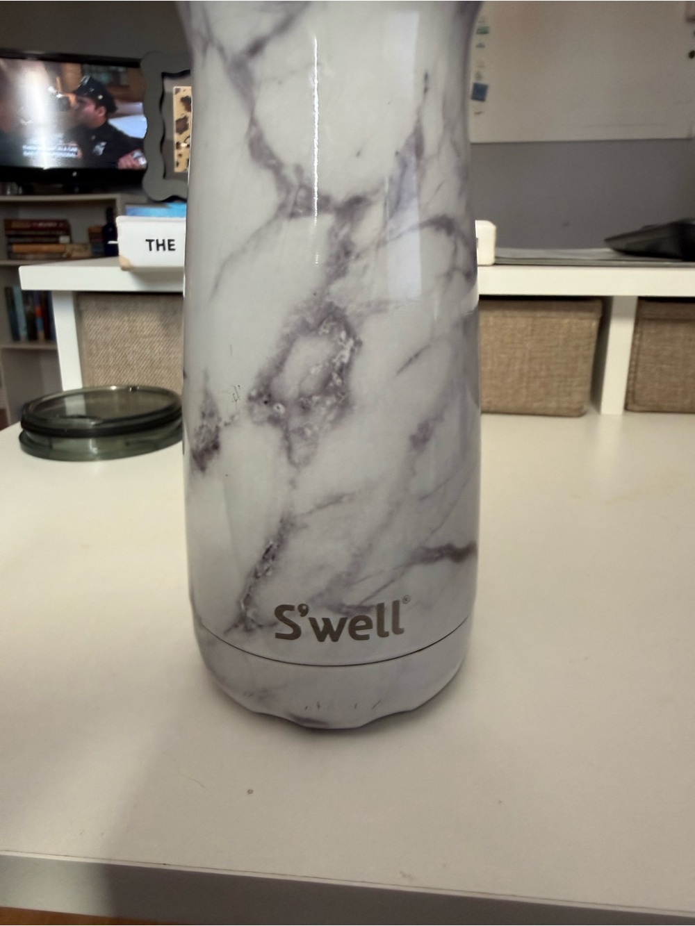 S'well Marble Pattern Insulated Bottle - White & Gray